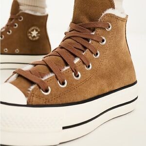 Brown Suede Fur Lined Converse